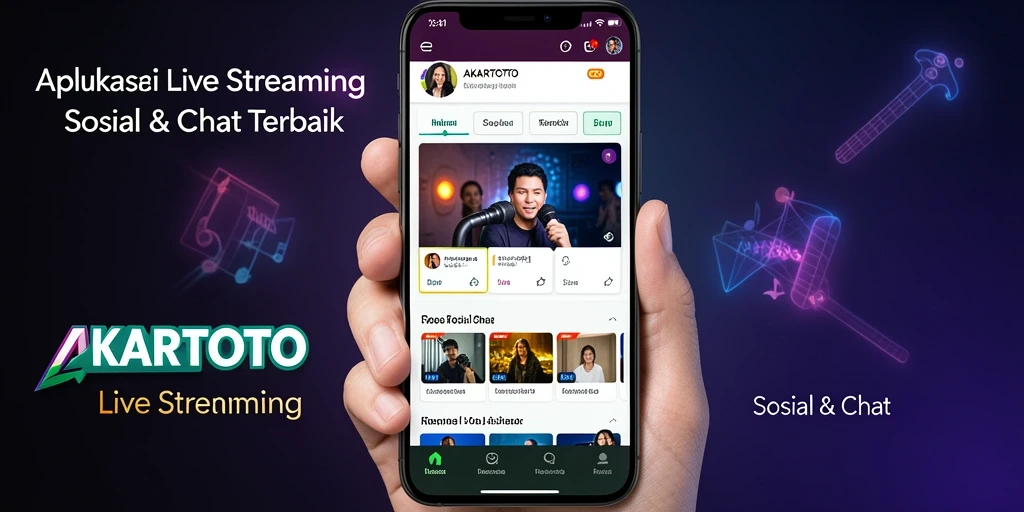 Antarmuka pengguna AKARTOTO dengan fitur Live Streaming yang menarik.