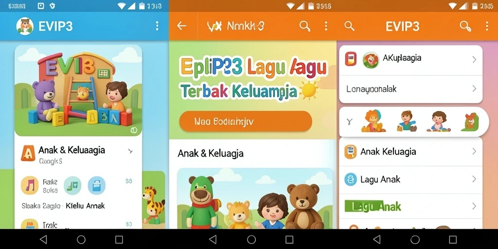 Tampilan antarmuka aplikasi EVIP3 dengan koleksi lagu anak.